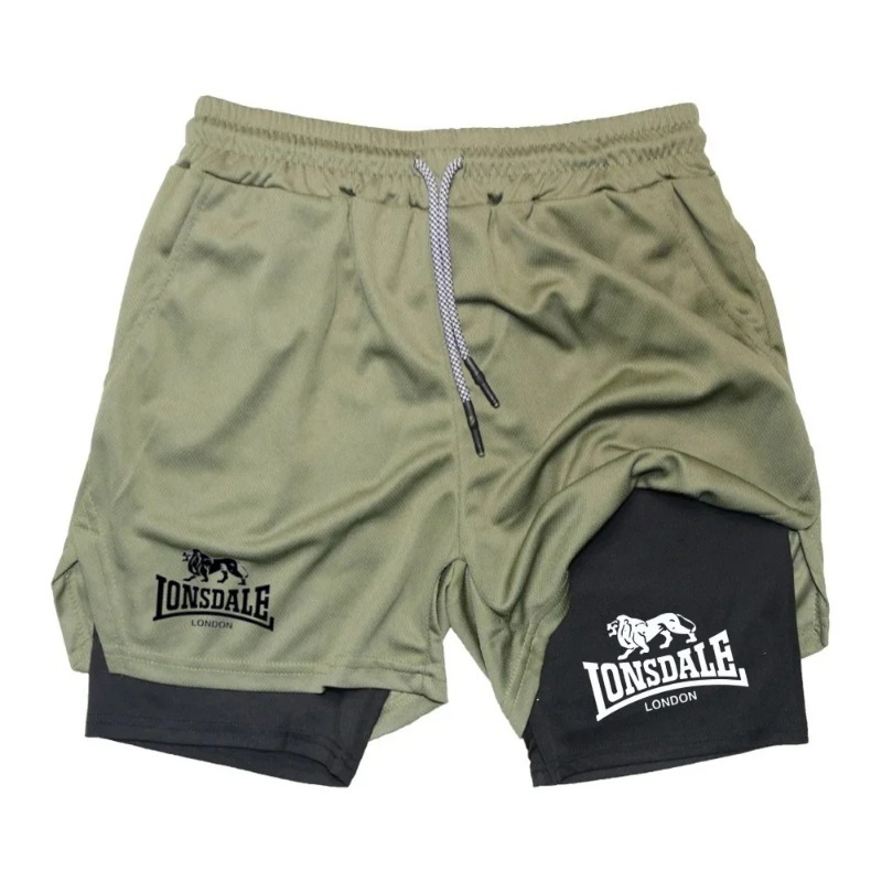 2in1 Running Shorts for Men Gy - مراجعة Compression Shorts Athletes وسعره