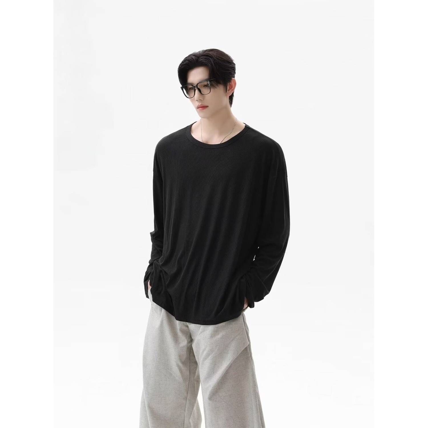 2026 Autumn New Texture Long S - مراجعة Undershirt Crew Neck وسعره